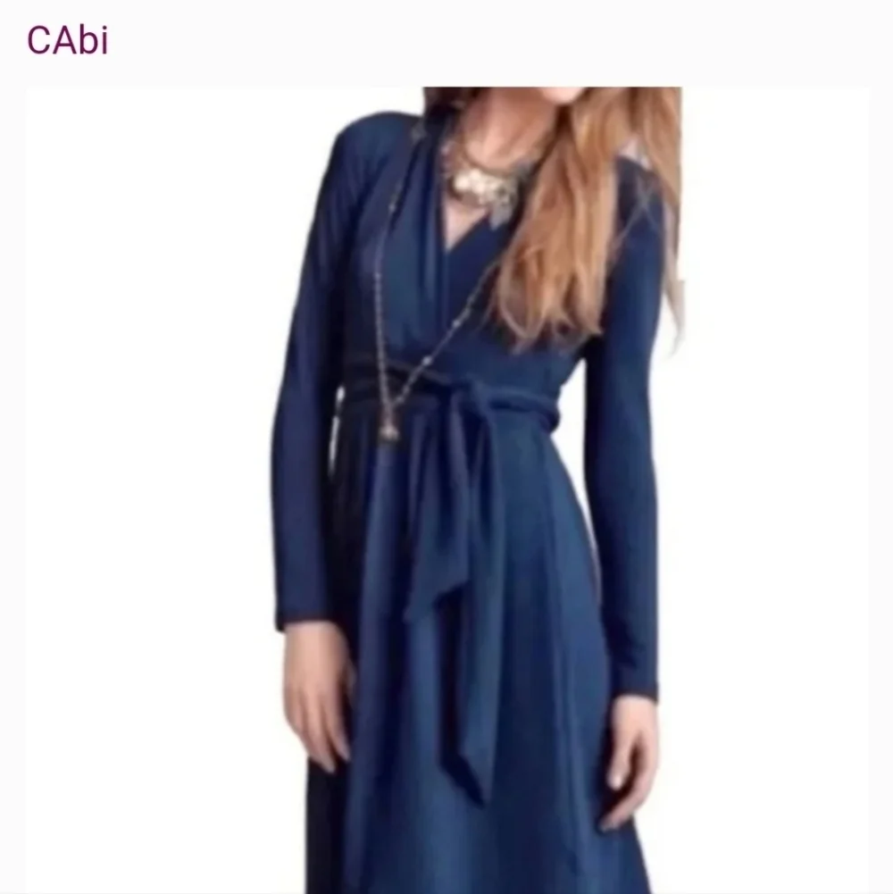 Cabi teal long sleeve v-neck dress